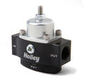 Holley HP Billet Fuel Pressure Regulator with Bypass, 4.5 to 9 PSI, In-Line, 3/8 Inch NPT Ports, Aluminum Finish