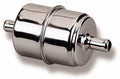 Holley 162-523 In-Line Fuel Filter, 3/8 Inch Hose Barb, 40 Micron Paper Element, Steel with Chrome Finish