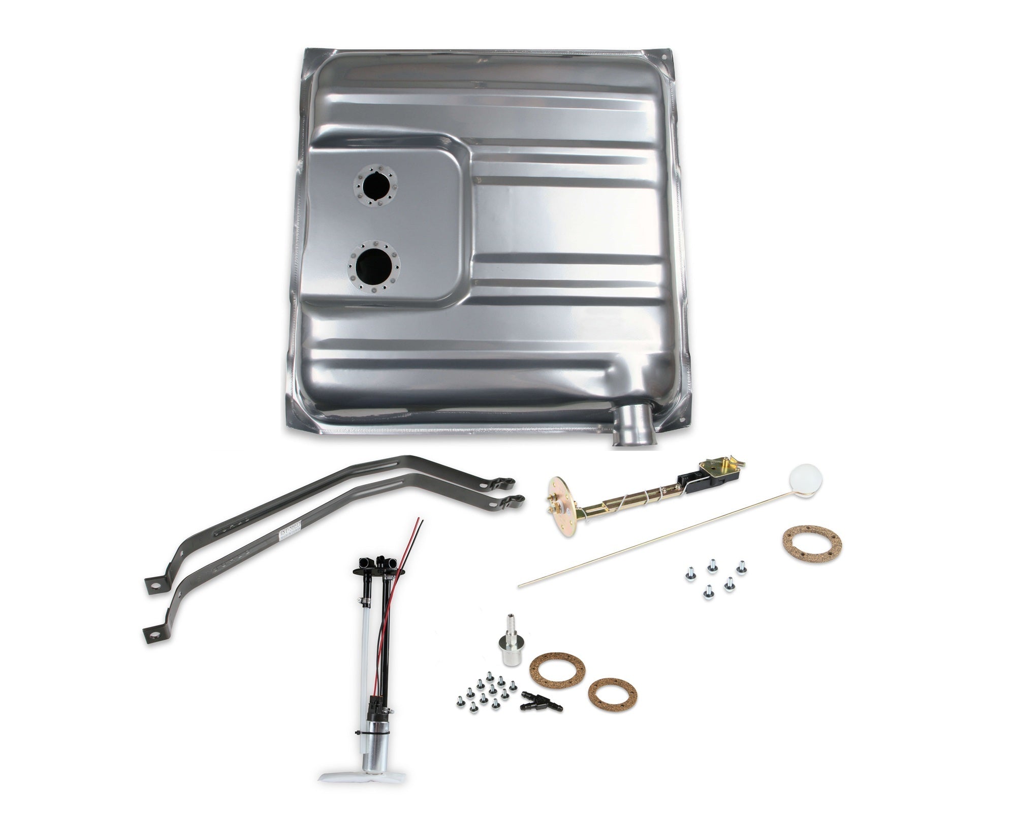 Holley 19-109 Sniper EFI Fuel Tank for 1955-1956 Chevrolet Fullsize Cars, 15.5 Gallon Capacity, Steel with Silver Powder Coat