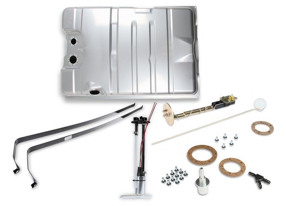 Holley 19-138 Sniper EFI Fuel Tank System for 1968-1970 Dodge Charger, 19 Gallon, Steel with Silver Powder Coat, 255 LPH Pump, 1/4 Inch NPT Outlets and Return