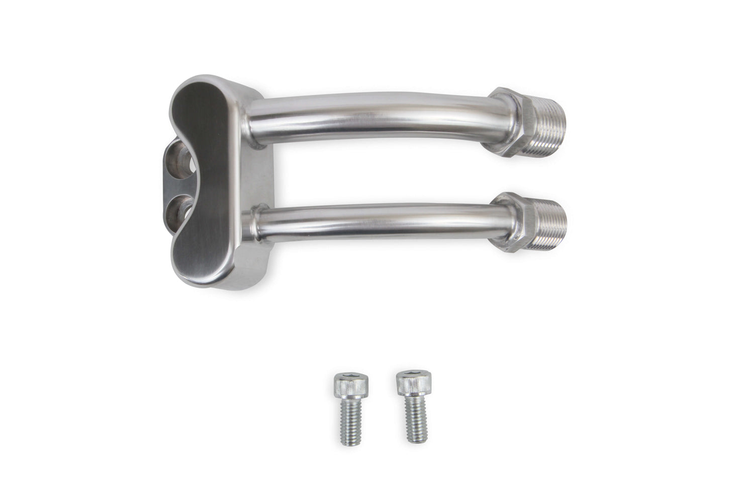 Holley 199-201 SD7 A/C Line Adapter Manifold with Two Ports, Aluminum, Natural Finish