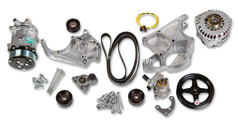 Holley 20-137 Pulley Kit for GM LS Engines, 6-Rib Serpentine, Aluminum, Natural Finish