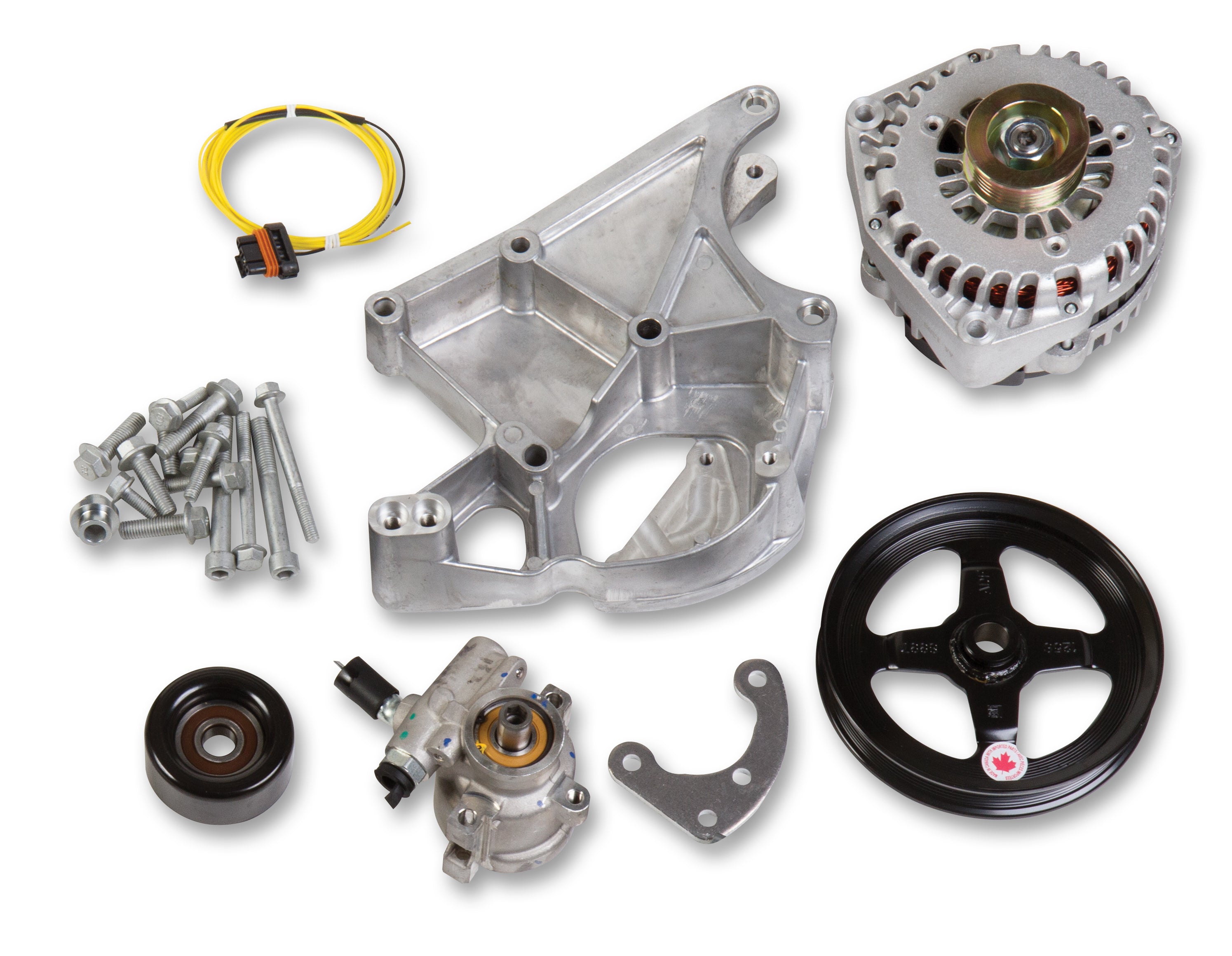 Holley 20-143 Alternator and Power Steering Pump System Kit for GM LS Engines, 130 Amp, 12V, 1-Wire, Driver Side Mount, Aluminum Case