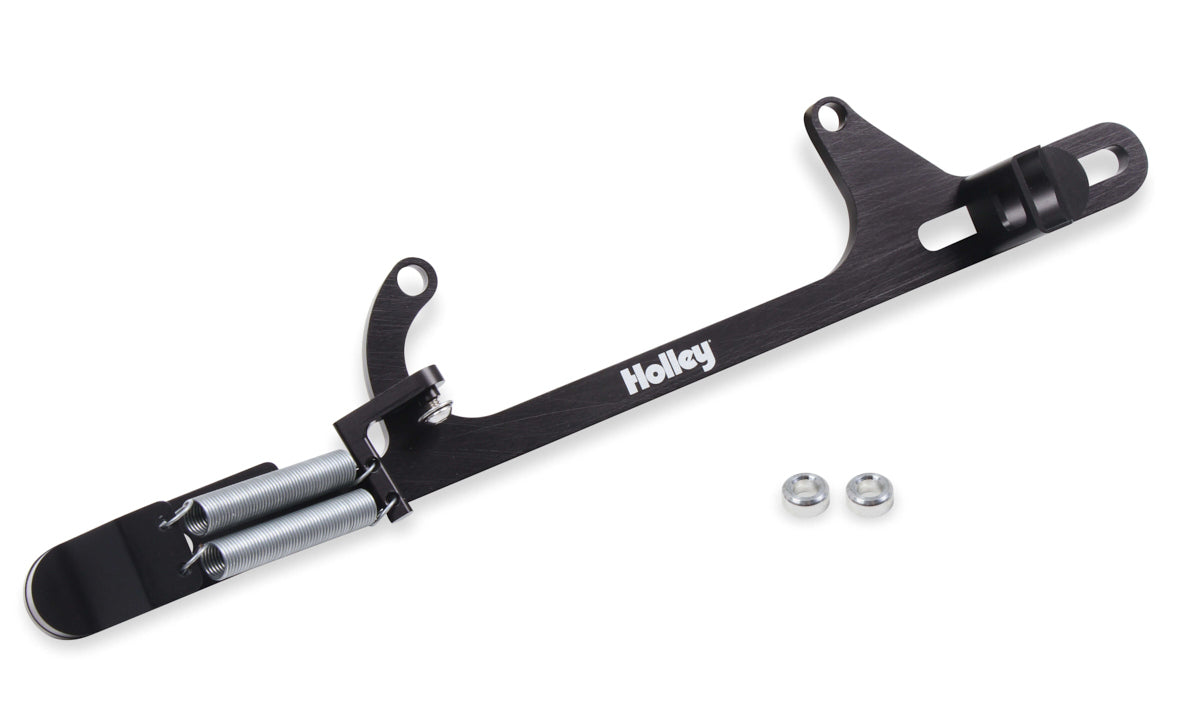 Holley 20-266 Billet Aluminum Throttle Cable Bracket with Carb Mount and Return Spring in Black Anodized Finish