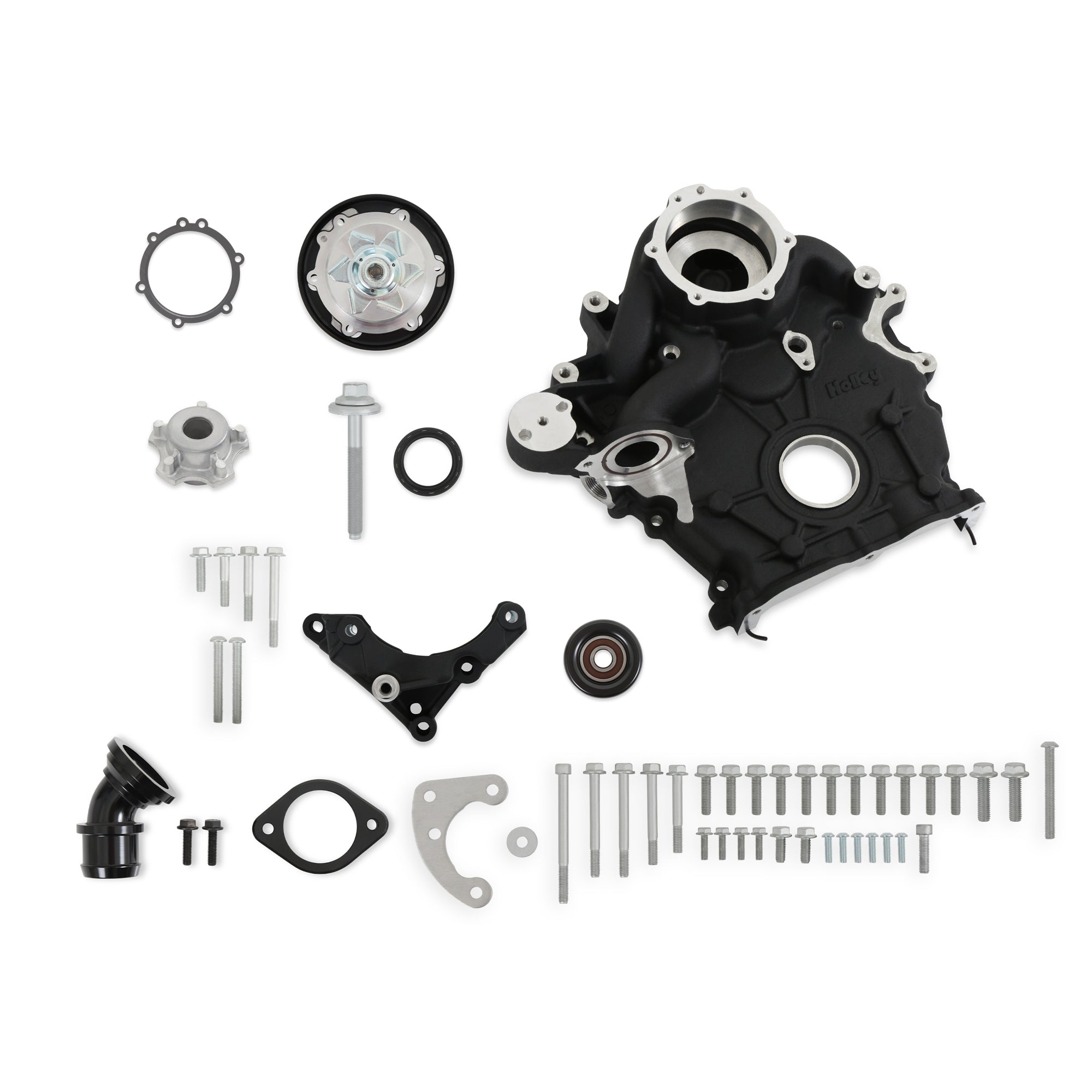 Holley 20-300BK Base Accessory Drive Kit for Ford 7.3L Godzilla with Steel Pulley and Black Powder Coat Finish