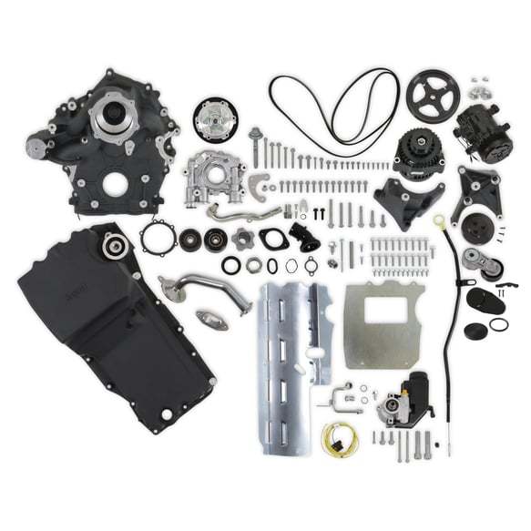 Holley 20-340BK Complete Accessory Drive and Oil System Kit for Ford 7.3L Godzilla with 6-Rib Serpentine Pulley