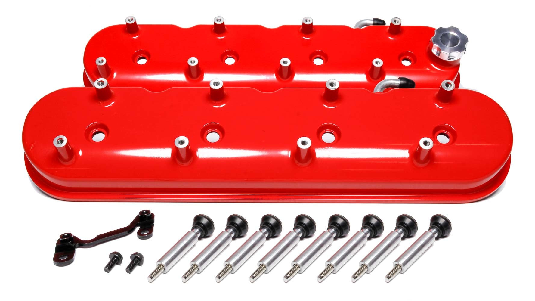 Holley GM LS Series Tall Valve Cover Set with Baffled Design and Red Powder Coat