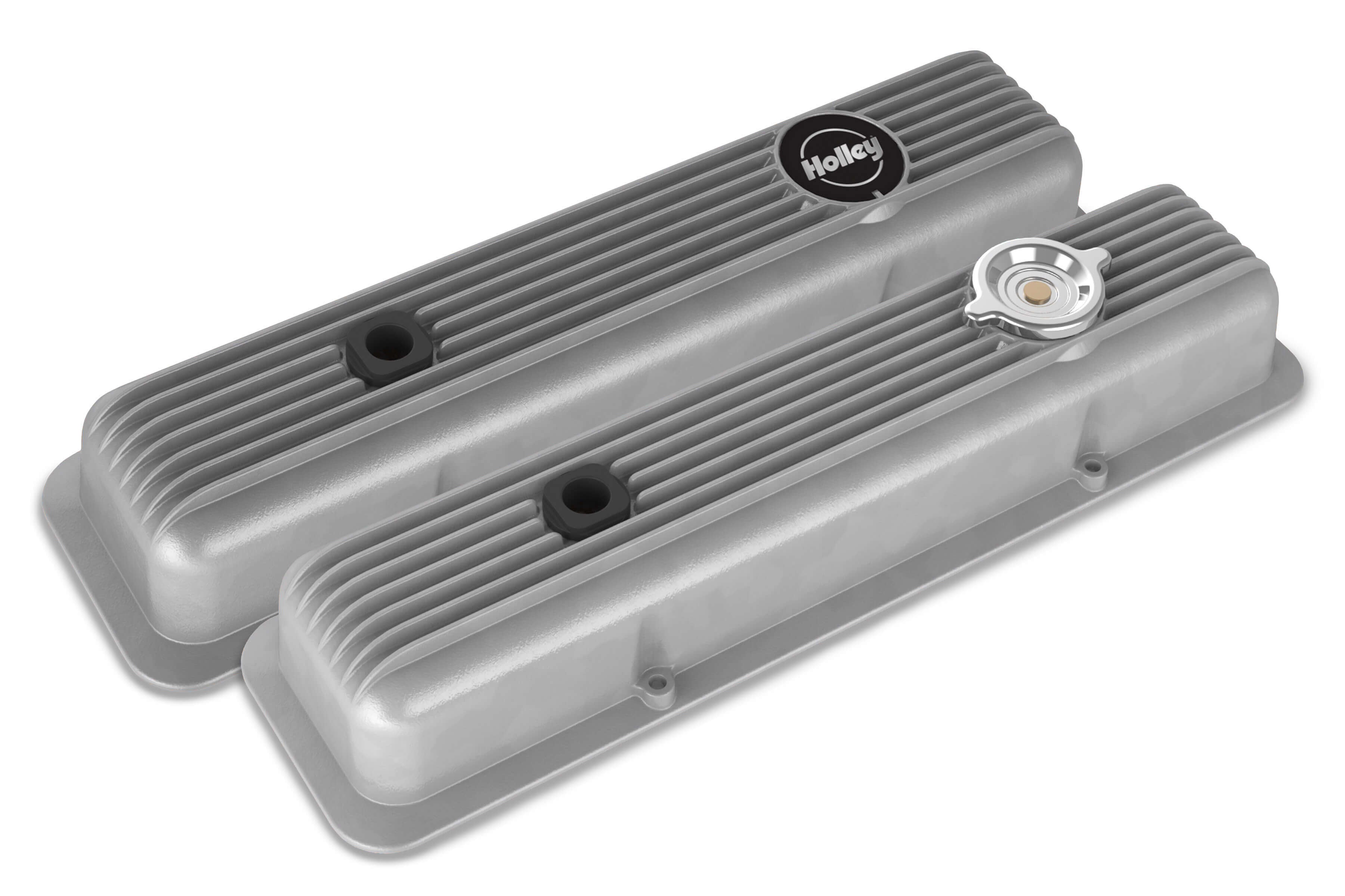 Holley SBC Muscle Series Valve Covers Pair with Baffled and Finned Design
