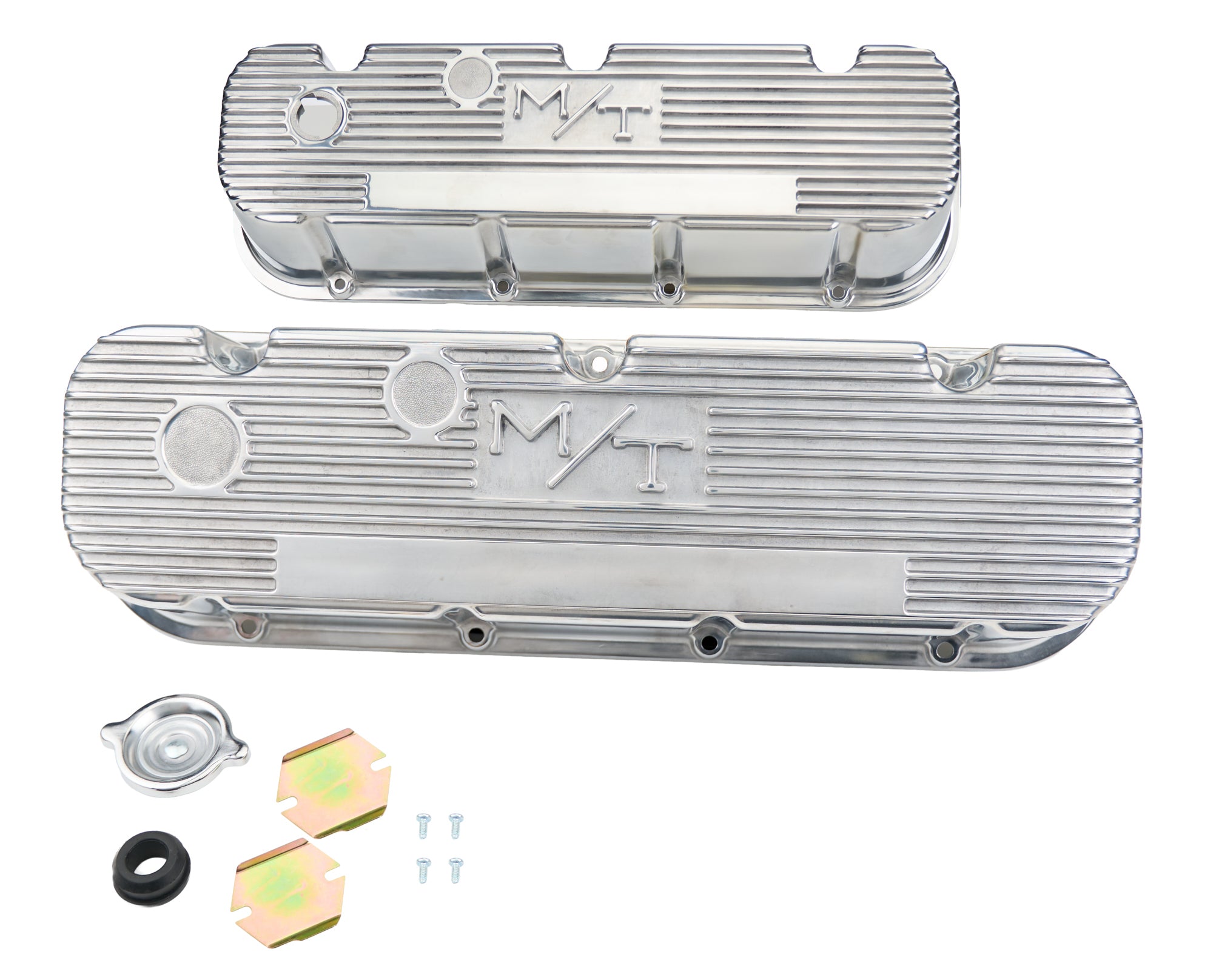 Holley 241-151 M/T Polished Valve Cover Set for Big Block Chevy Tall Finned Design
