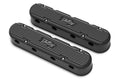 Holley 241-172 Vintage Series Valve Cover Set for GM LS Engines, Satin Black Finish, 2-Piece Finned Design with Hidden Coils