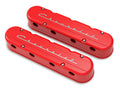 Holley Valve Cover Set 241-179 for GM LS-Series with Chevrolet Logo, Aluminum, Red Powder Coat, Stock Height, Pair