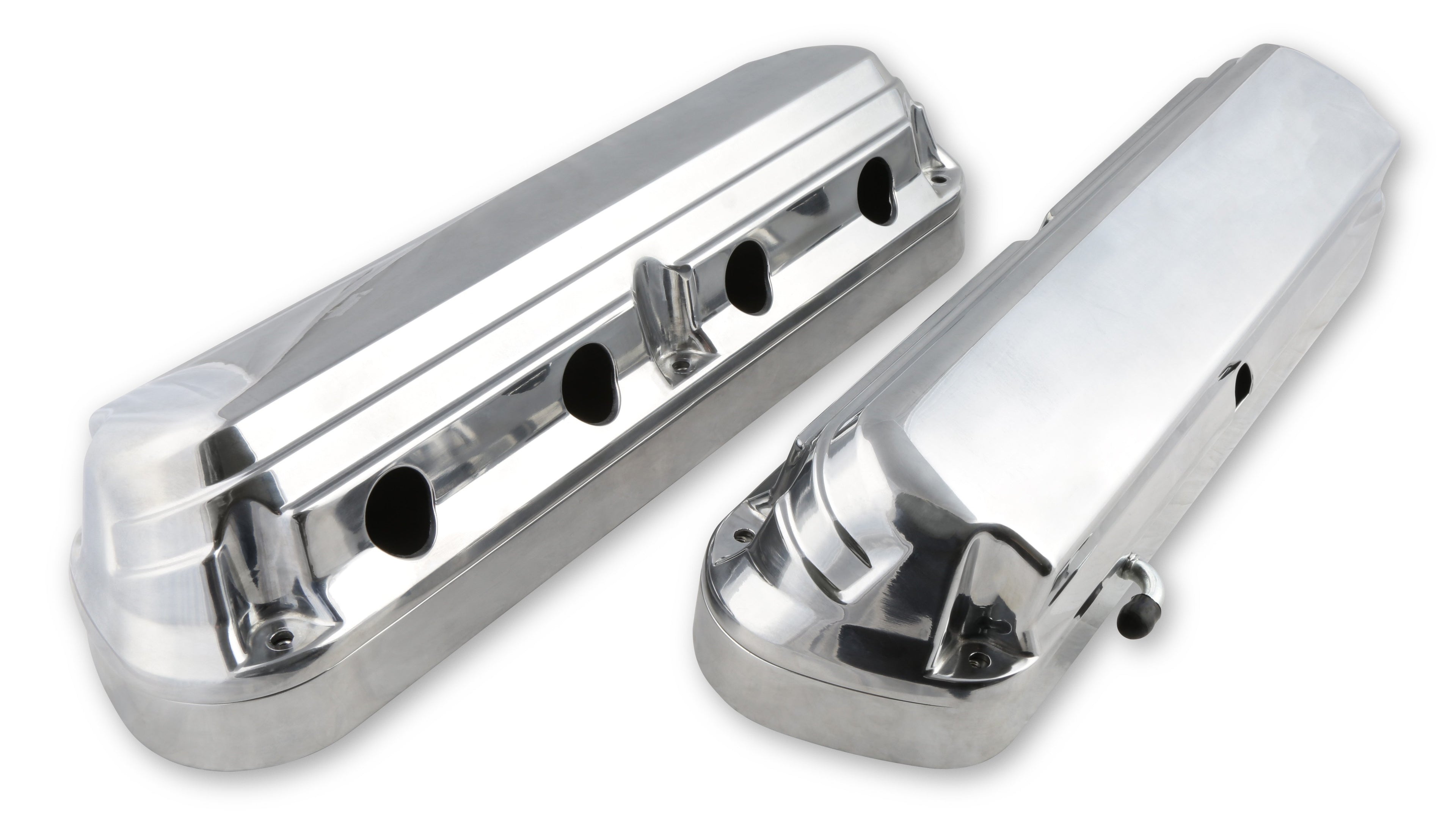 Holley 241-186 Valve Cover Set for GM LS-Series, Tall Baffled Aluminum with Hidden Coils, Polished Finish