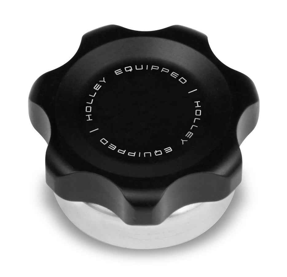 Holley 241-228 Fuel Cell Filler Cap Assembly with Weld-On Bung, 1-3/8 Inch ID, Aluminum Black Anodized