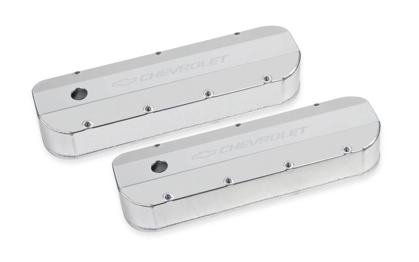 Holley 241-278 GM Track Series Tall Baffled Valve Cover for Big Block Chevy with Breather Hole and Hardware, Fabricated Aluminum, Silver