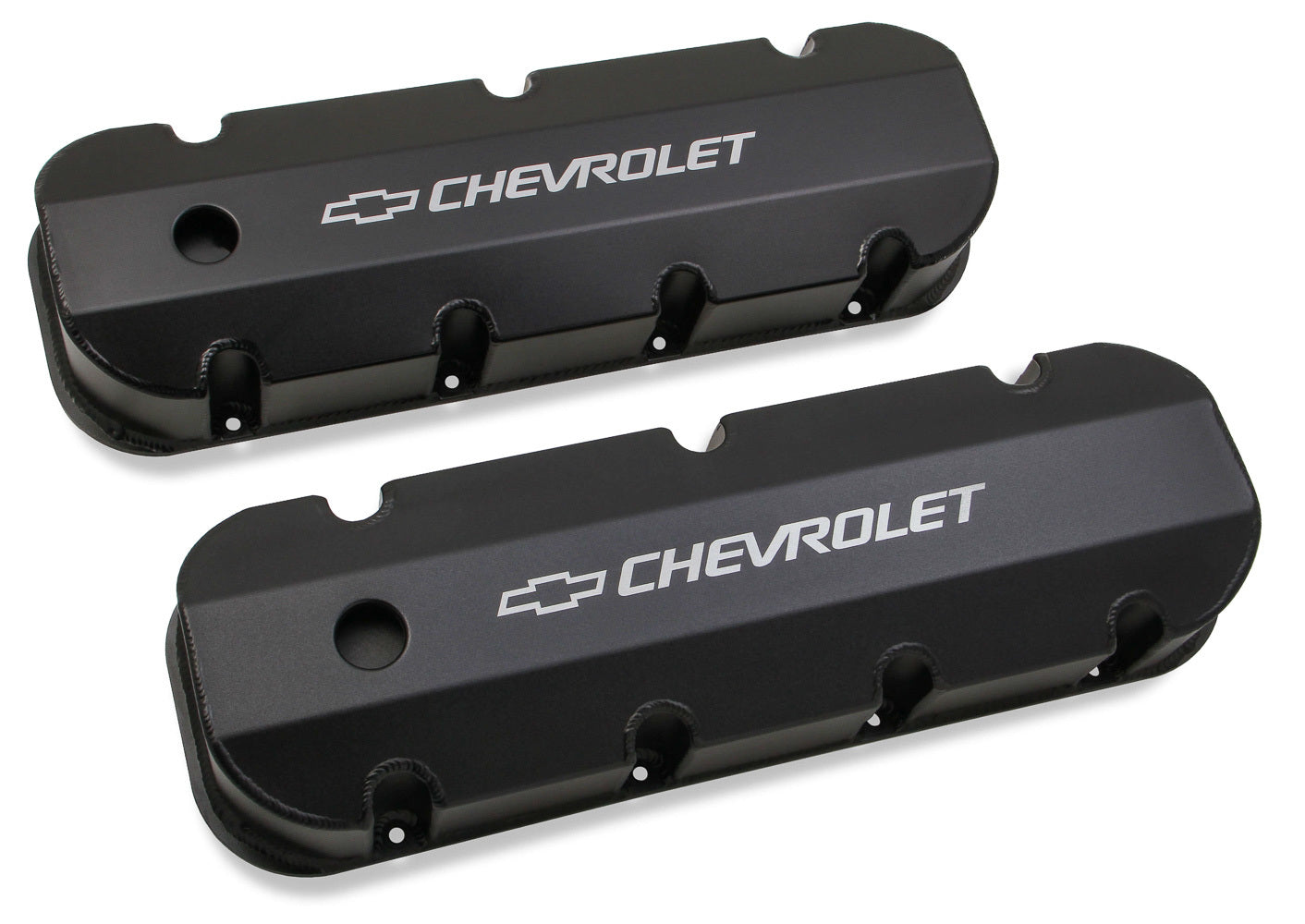 Holley 241-281 BBC Billet Rail Fabricated Aluminum Valve Covers with Breather Hole and Hardware Included