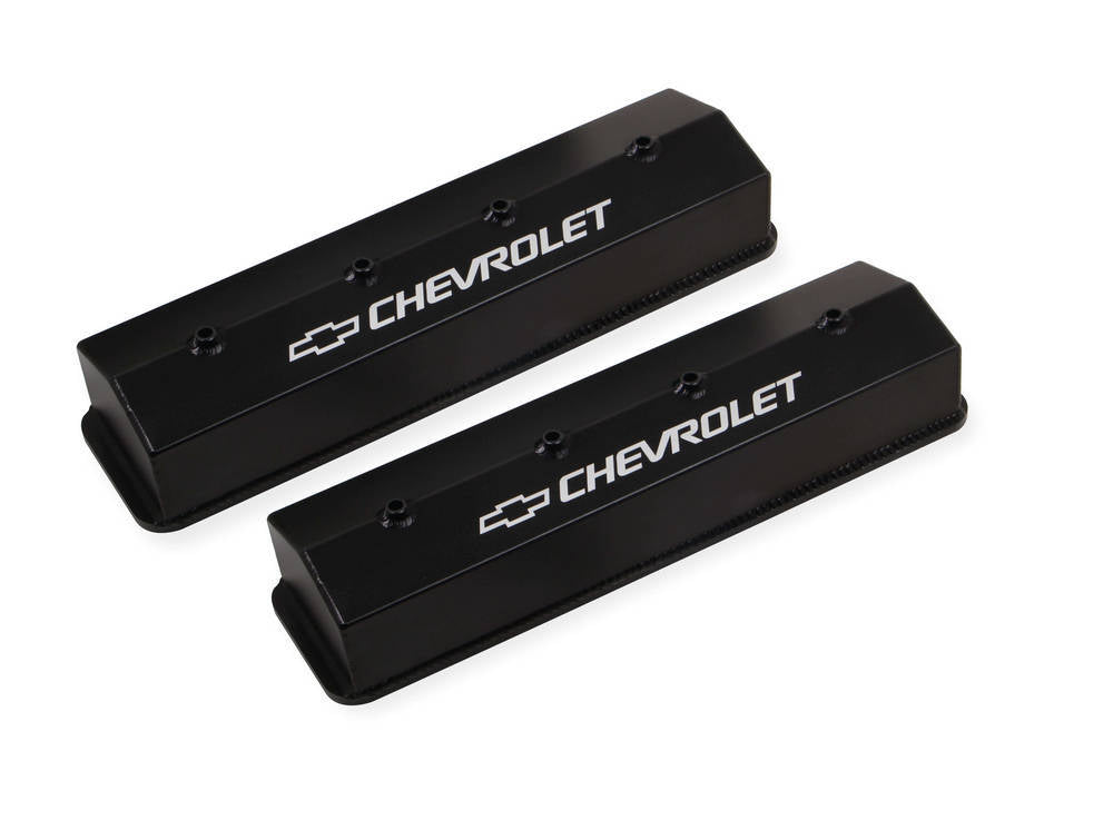 Holley 241-286 GM Track Series Tall Baffled Valve Cover for Small Block Chevy, Black Powder Coat
