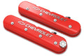 Holley 241-404 LS Series Valve Cover with Chevrolet Bowtie Logo, Tall Baffled Aluminum, Red Machined Finish, Pair