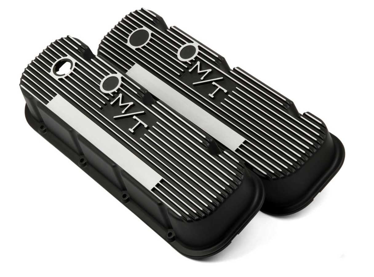 Holley 241-85 BBC M/T Valve Cover Set - Black Wrinkle Finish for Big Block Chevy