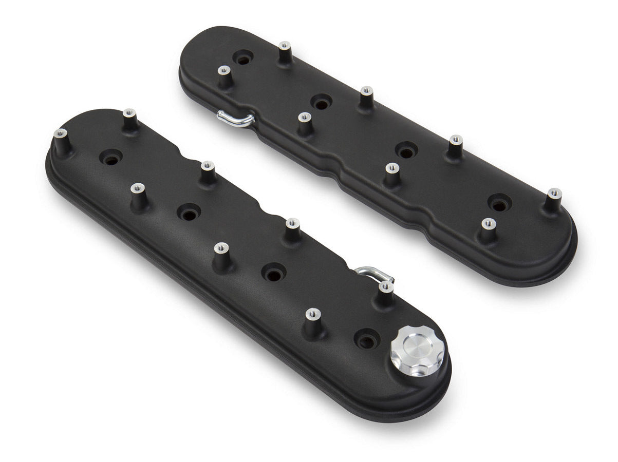 Holley GM LS-Series Valve Cover Set 241-91 with Black Wrinkle Finish and Baffled Design