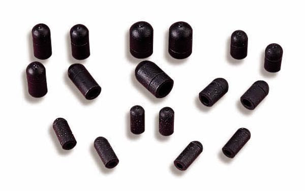 Holley Vacuum Line Cap Assortment Kit 26-105 with Assorted Rubber Caps in Black