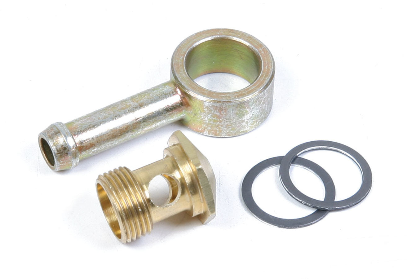 Holley 26-25 Brass Banjo Fitting with Straight Adapter, 5/16 Inch Hose Barb to 9/16-24 Inch Banjo