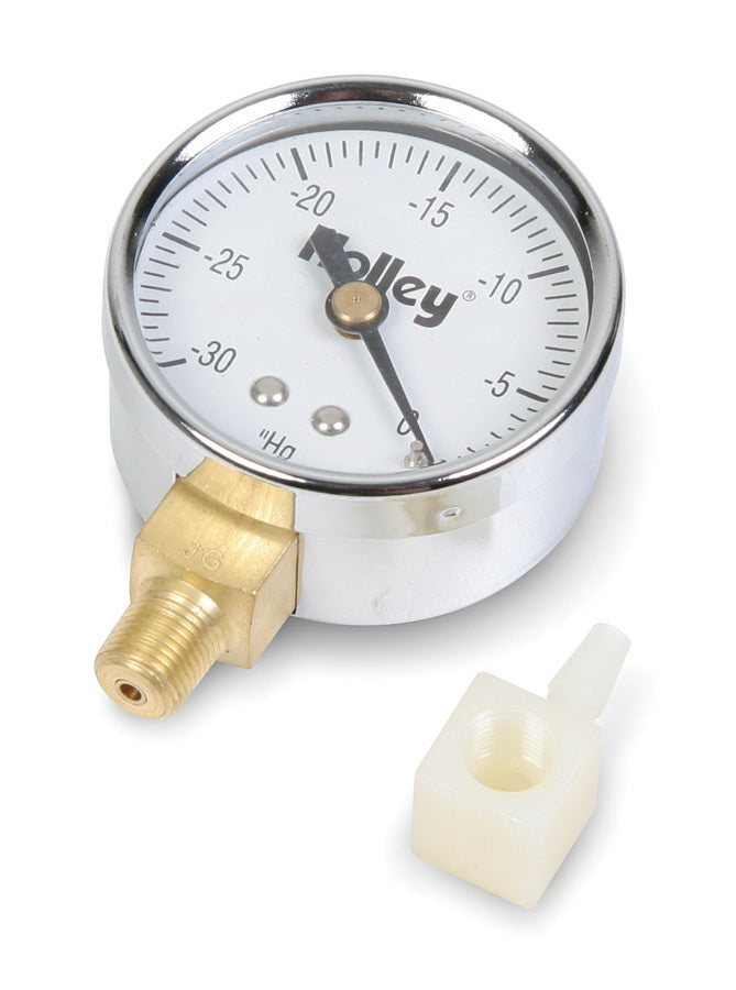Holley 26-501 Vacuum Gauge, 0-30 in Hg, Mechanical, 2-Inch Diameter, White Face
