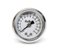 Holley 26-504 Fuel Pressure Gauge, 0-15 psi Mechanical Analog, 1-1/2 Inch White Face Liquid Filled with 1/8 Inch NPT Port