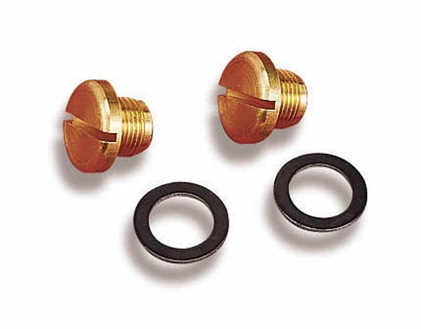 Holley Fuel Bowl Plug Pair with Slotted Head and Aluminum Gasket for Holley Quick Change Jet Bowls