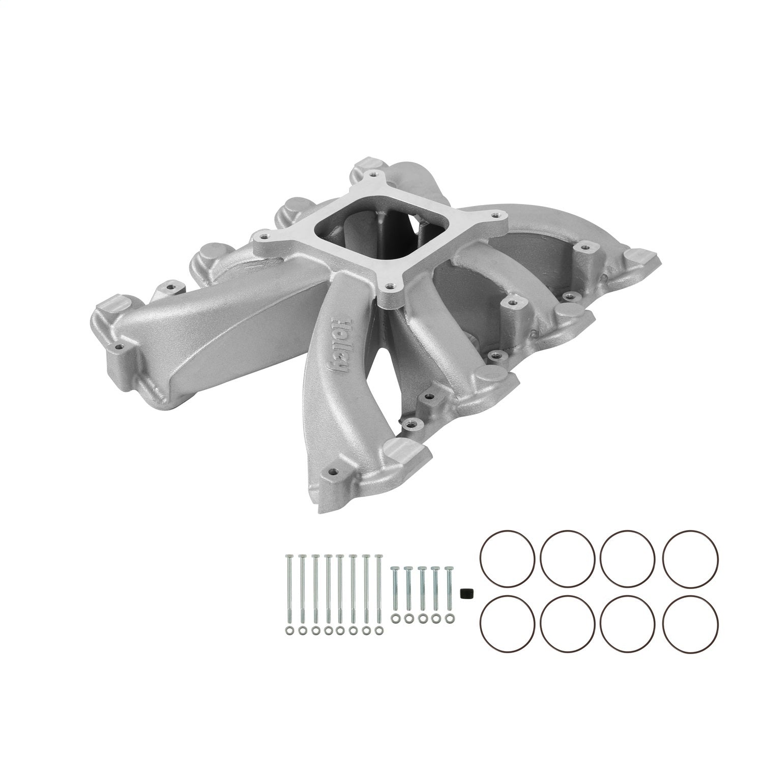 Holley 300-132 LS Series Intake Manifold for GM LS1, LS2, and LS6 Engines, Mid-Rise Carburetor, Square Bore, Single Plane, Aluminum Finish