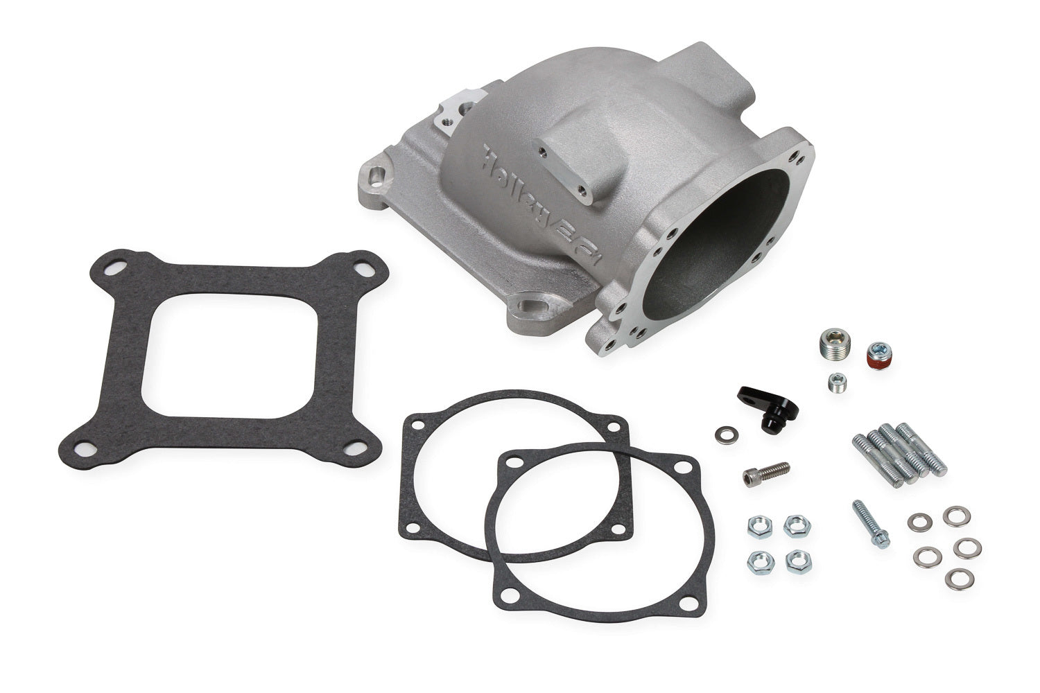 Holley 300-240 EFI Throttle Body Intake Elbow with 4150 Flange, 105mm Max Throttle Body Diameter, Aluminum, Natural Finish
