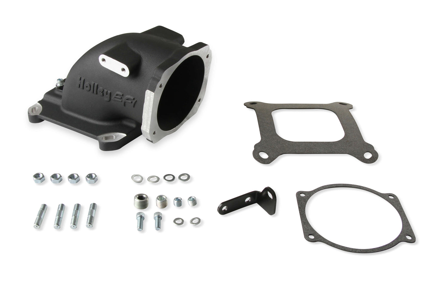 Holley 300-240BK Intake Elbow for GM LS-Series Throttle Body, 105mm Max Diameter, Aluminum with Black Powder Coat Finish