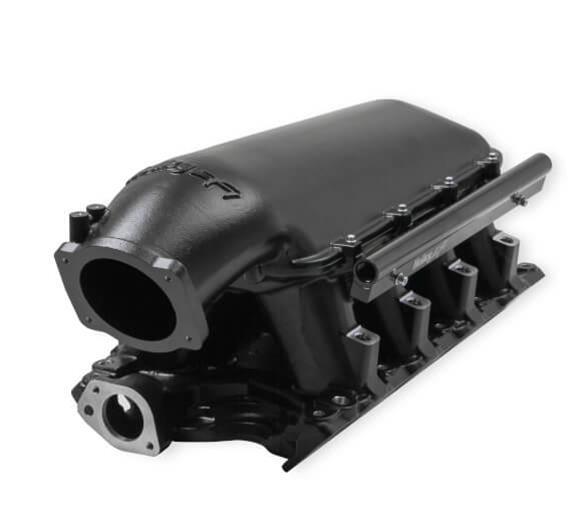 Holley SBF 351W Hi-Ram Intake Manifold with 105mm EFI Throttle Body Flange, Aluminum, Black Powder Coat