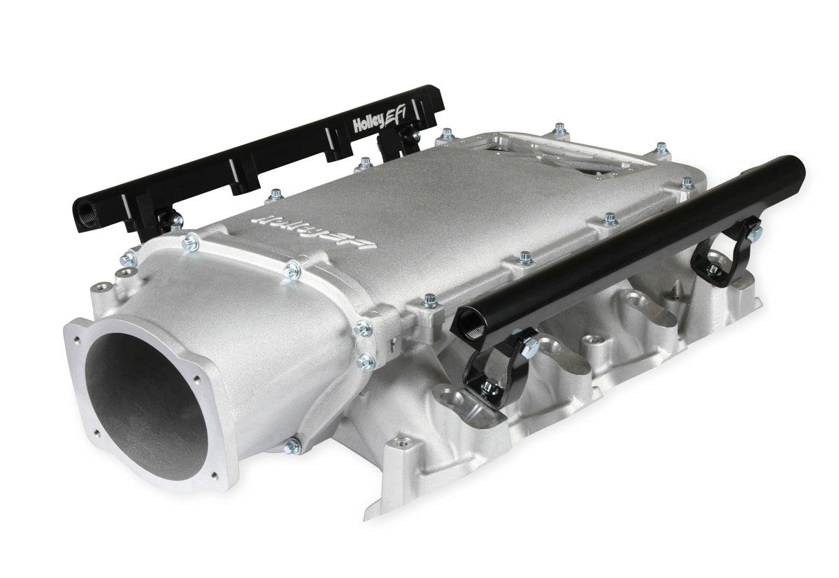 Holley LS300-621 Lo-Ram EFI Intake Manifold Kit with 105mm Throttle Body Flange and Fuel Rails for GM LS-Series Engines