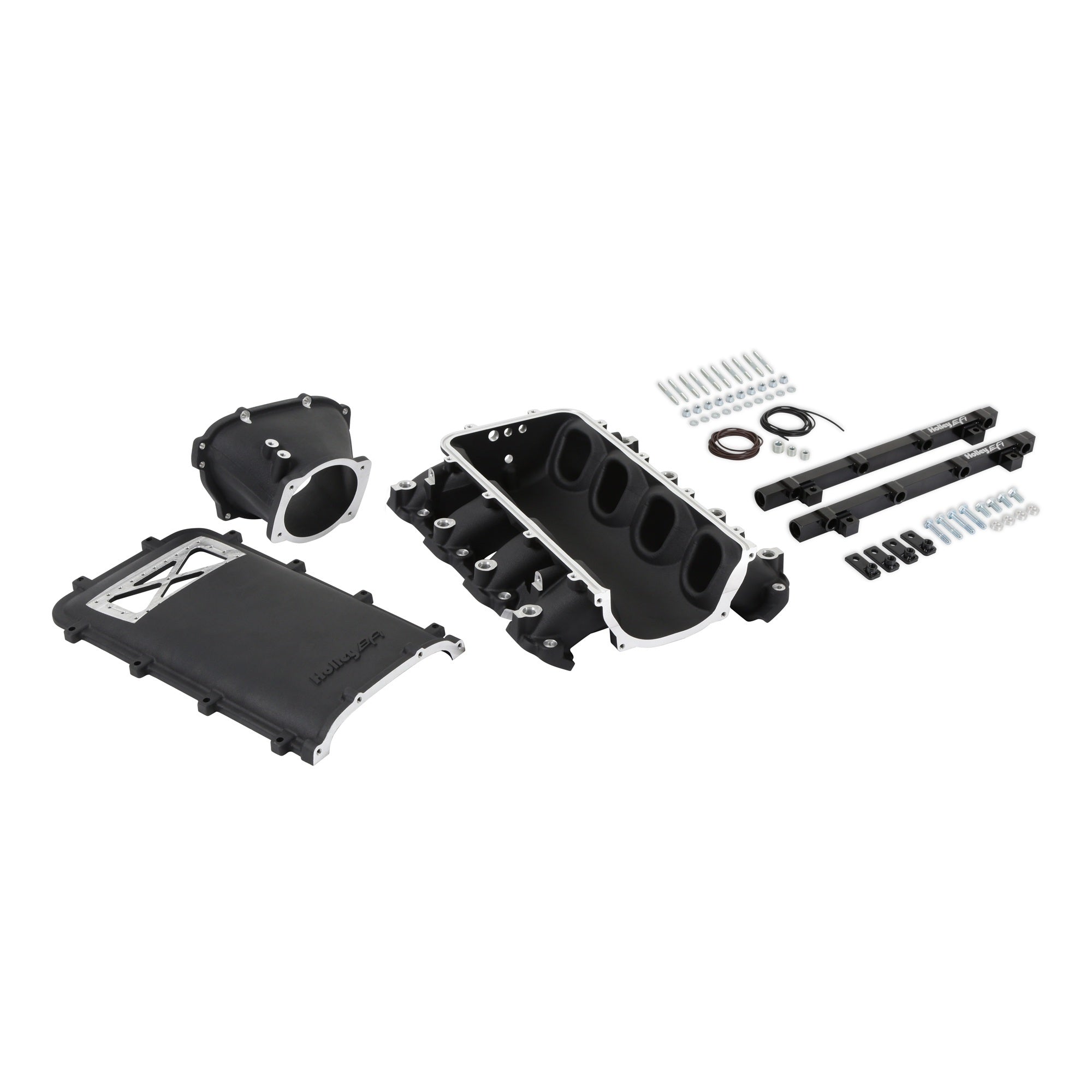 Holley GM GenV LT Ultra Lo-Ram Intake Manifold Kit with 105mm Throttle Body Flange and Fuel Rails, Black Aluminum