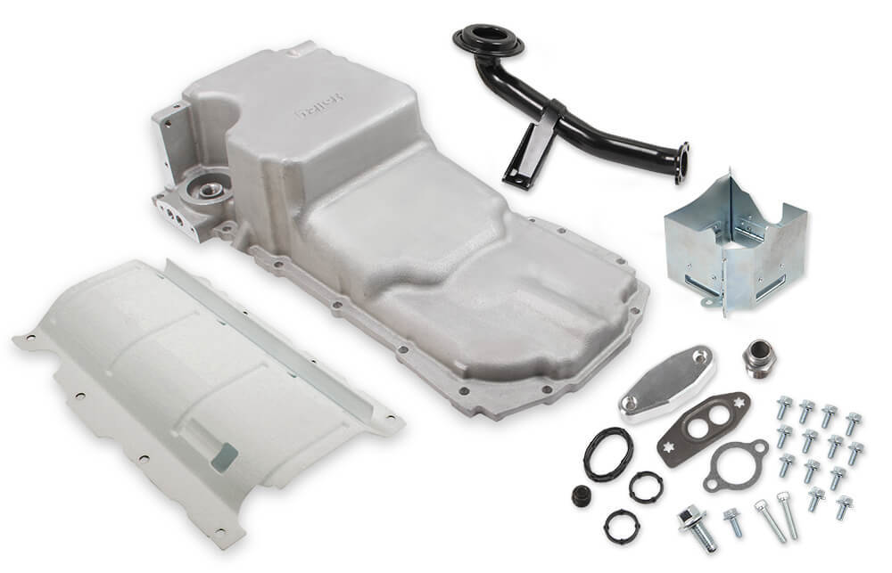 Holley GM Gen V LT-Series Oil Pan Swap Kit with Rear Sump, 6.125 Quart Capacity, Aluminum Finish