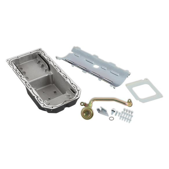 Holley 302-64BK Aluminum Engine Oil Pan Kit for 6 Quart Capacity, Black Powder Coat Finish, Compatible with Mopar Gen III Hemi