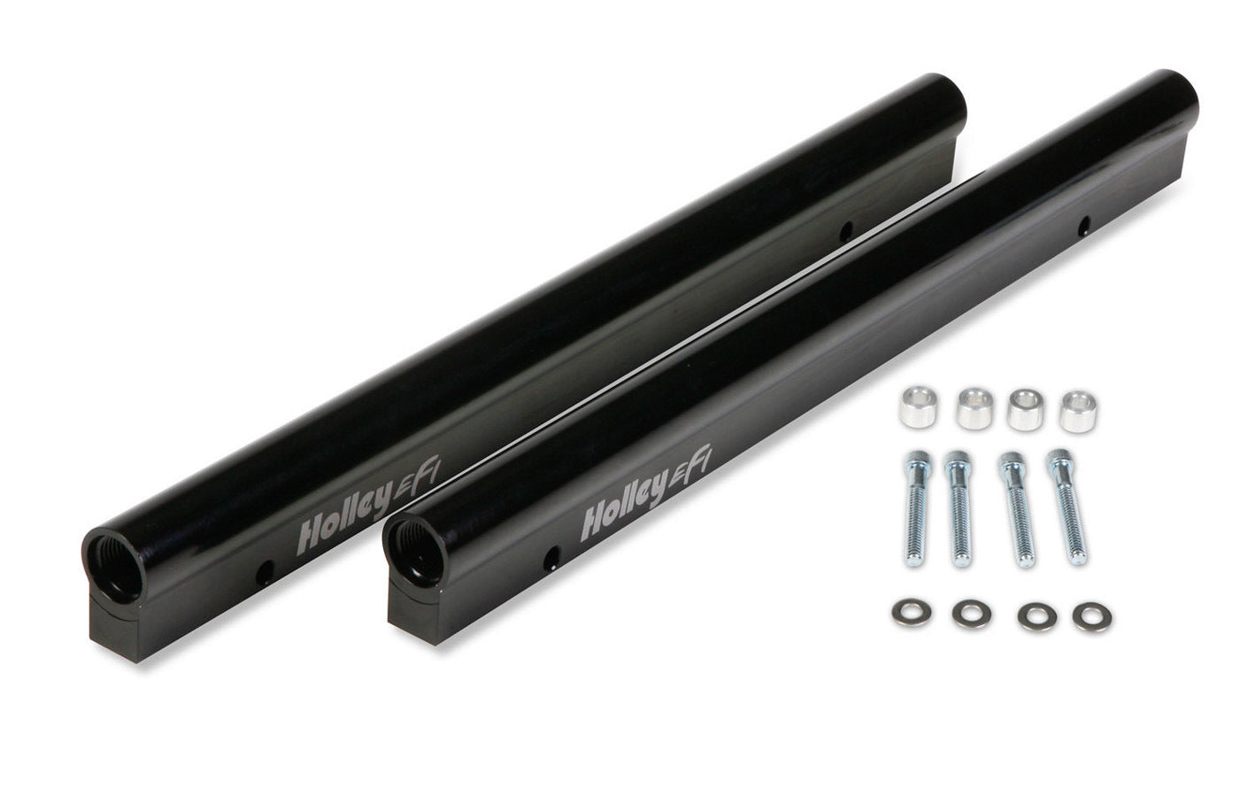 Holley Hi-Ram Fuel Rail Kit for GM LS-Series Engines with Aluminum Construction and Black Anodized Finish