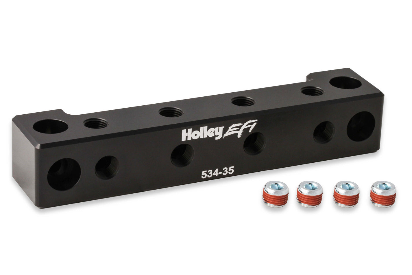 Holley 534-35 1/8-27 NPT EFI Sensor Block Aluminum Black Anodized