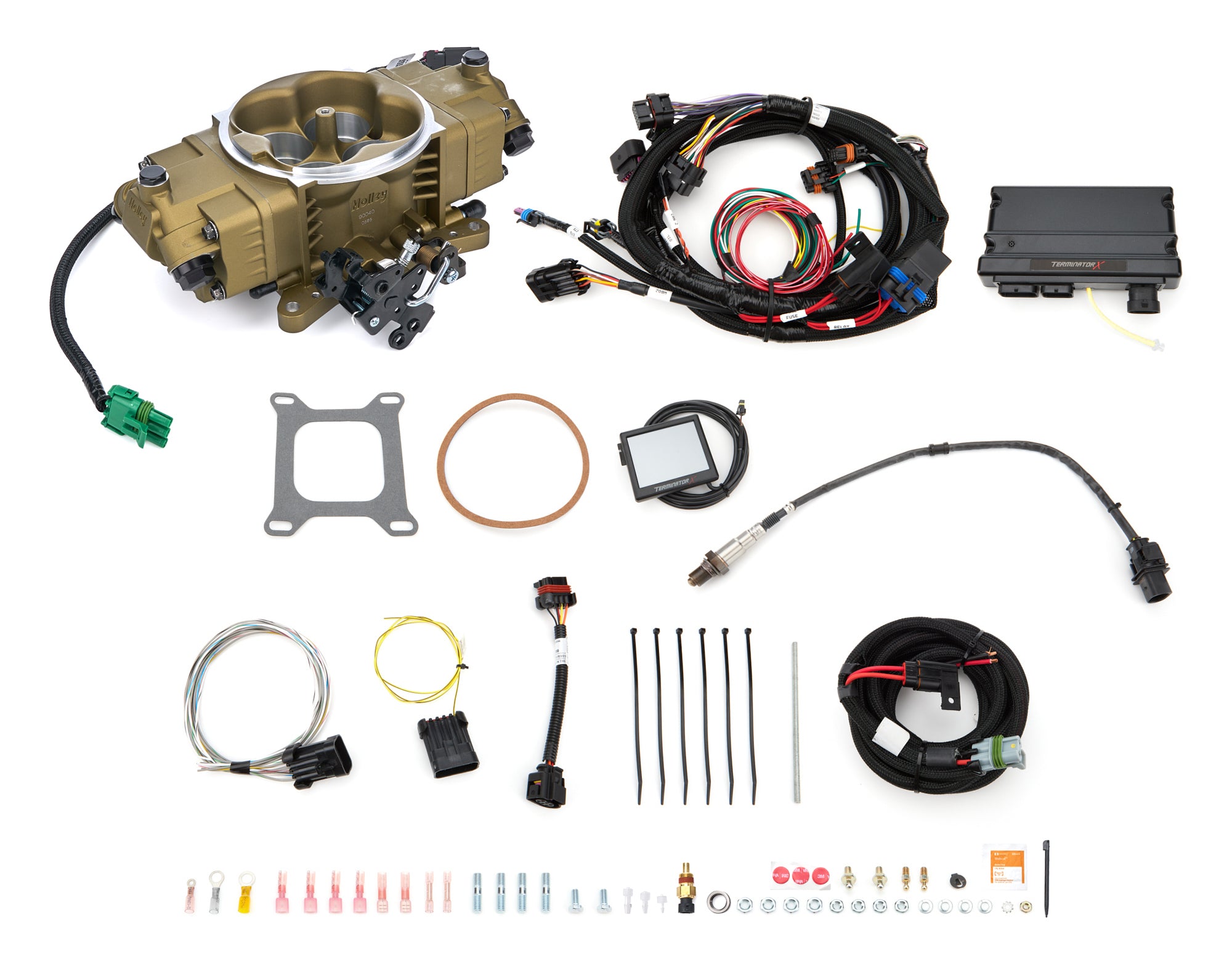 Holley 550-1003 Terminator X Stealth EFI System for GM LS-Series Engines, 4150 Square Bore Throttle Body, Aluminum, Gold Finish
