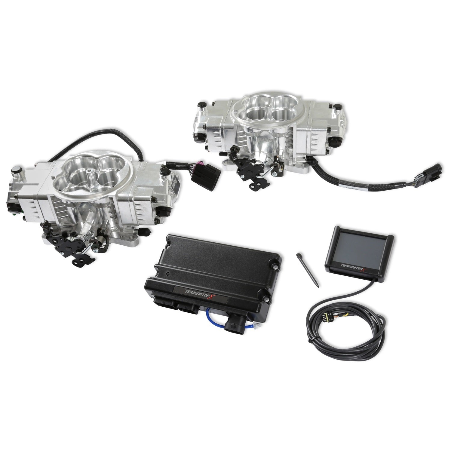 Holley 550-1074 Terminator X Stealth EFI Throttle Body Kit for Square Bore Intake, Aluminum, Silver Finish