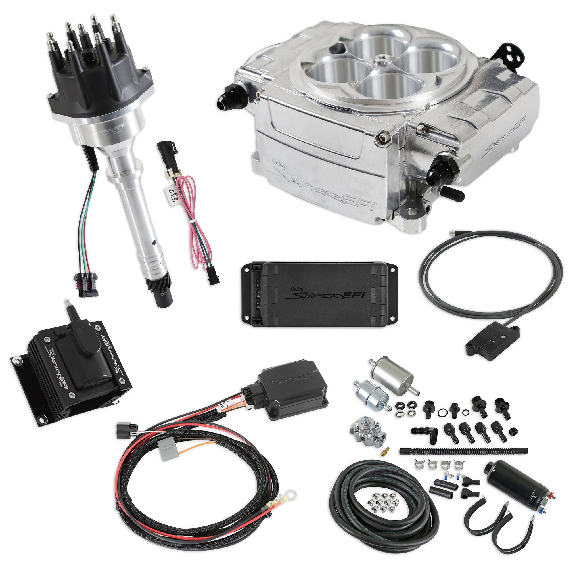 Holley 550-510-BPK-SBC Sniper 2 EFI Bundle Kit for Small Block Chevy, Polished Finish