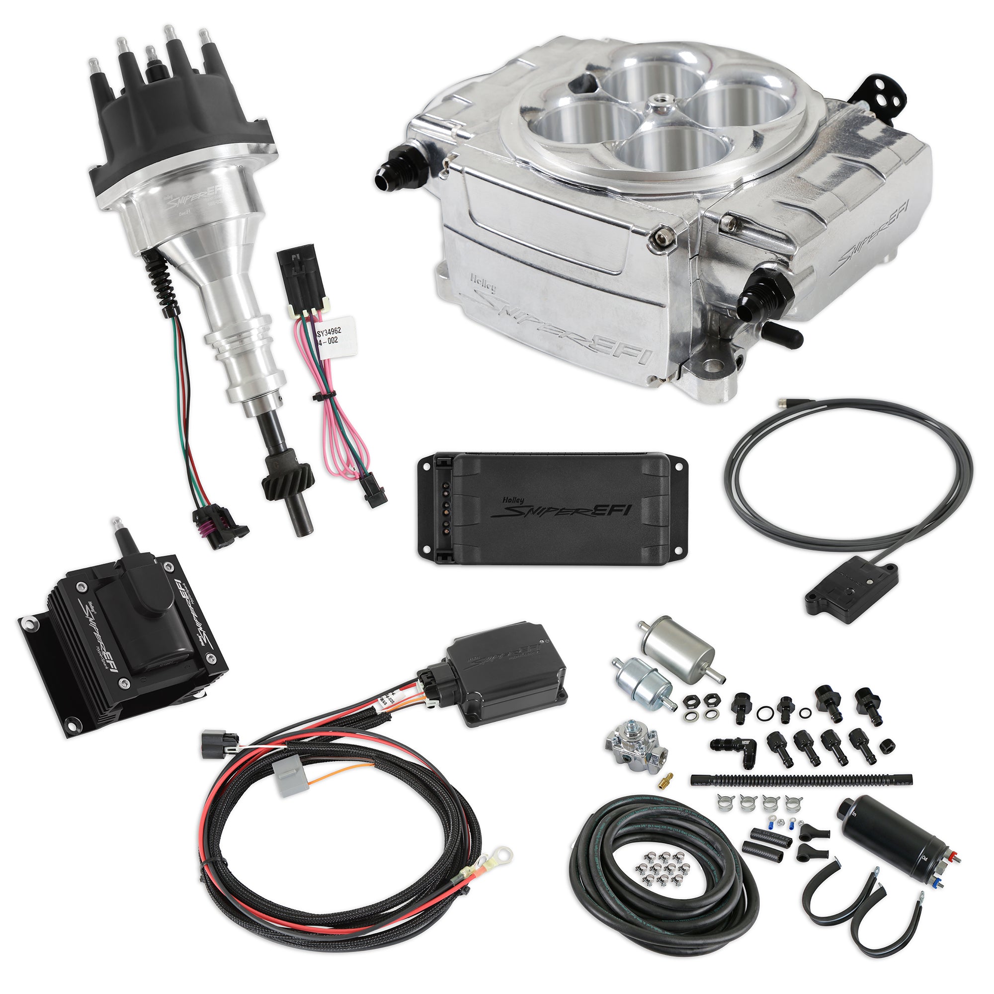 Holley Sniper 2 EFI Bundle Kit for Small Block Ford with Square Bore Throttle Body, Polished Finish