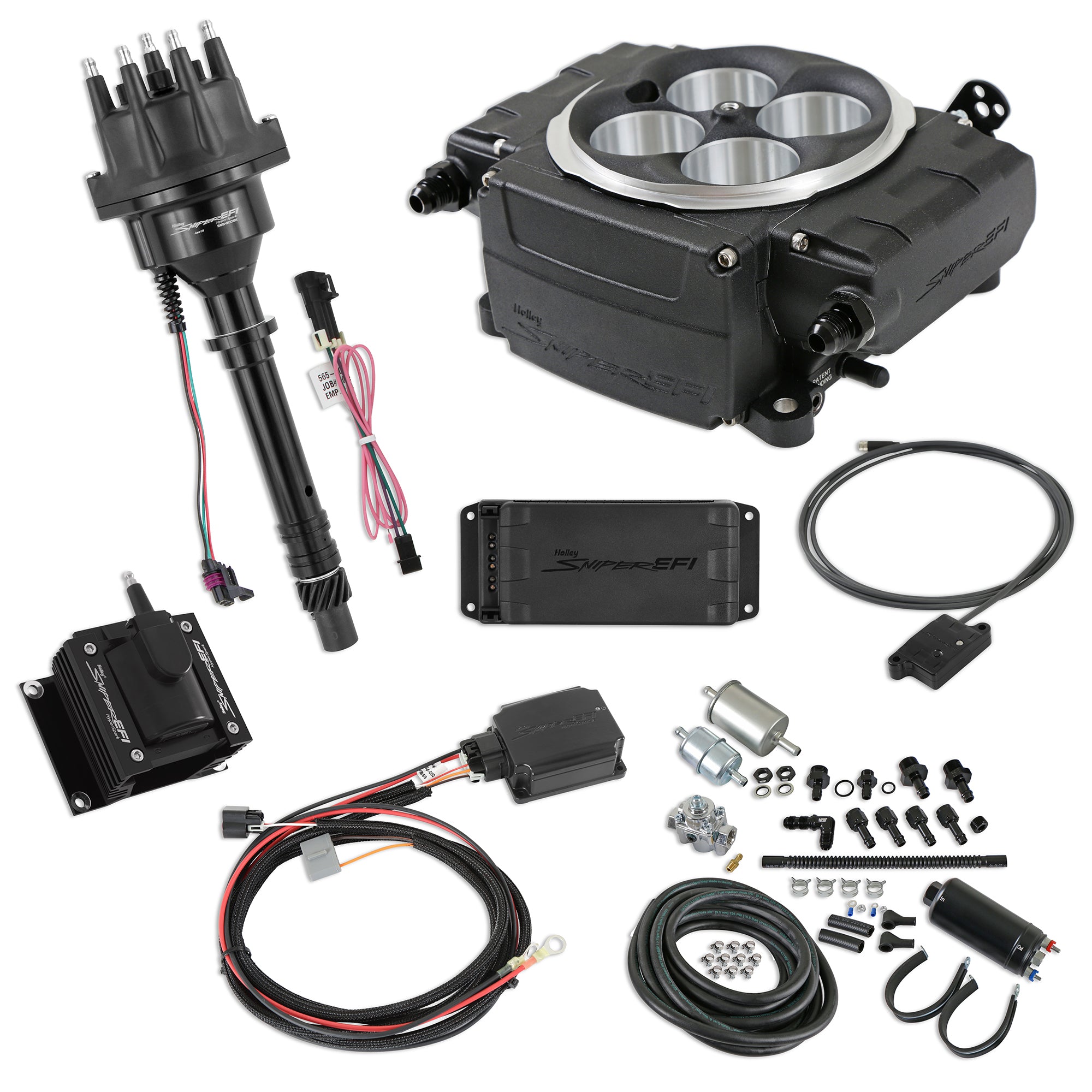 Holley 550-511-BPK-SBC Sniper 2 EFI Bundle Kit for Small Block Chevy with Square Bore Throttle Body in Black