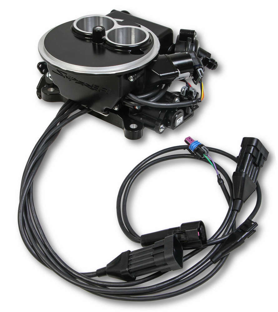 Holley 550-850 Sniper EFI Throttle Body Kit with Programmer, 2-Barrel Flange, Black Aluminum