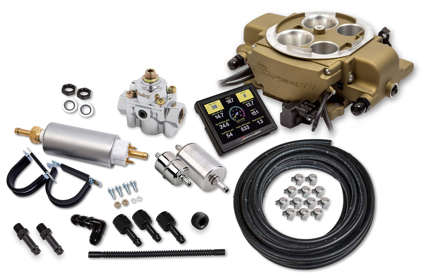 Holley 550-869K Sniper EFI Quadrajet Master Kit with Throttle Body and Fuel Pressure Regulator