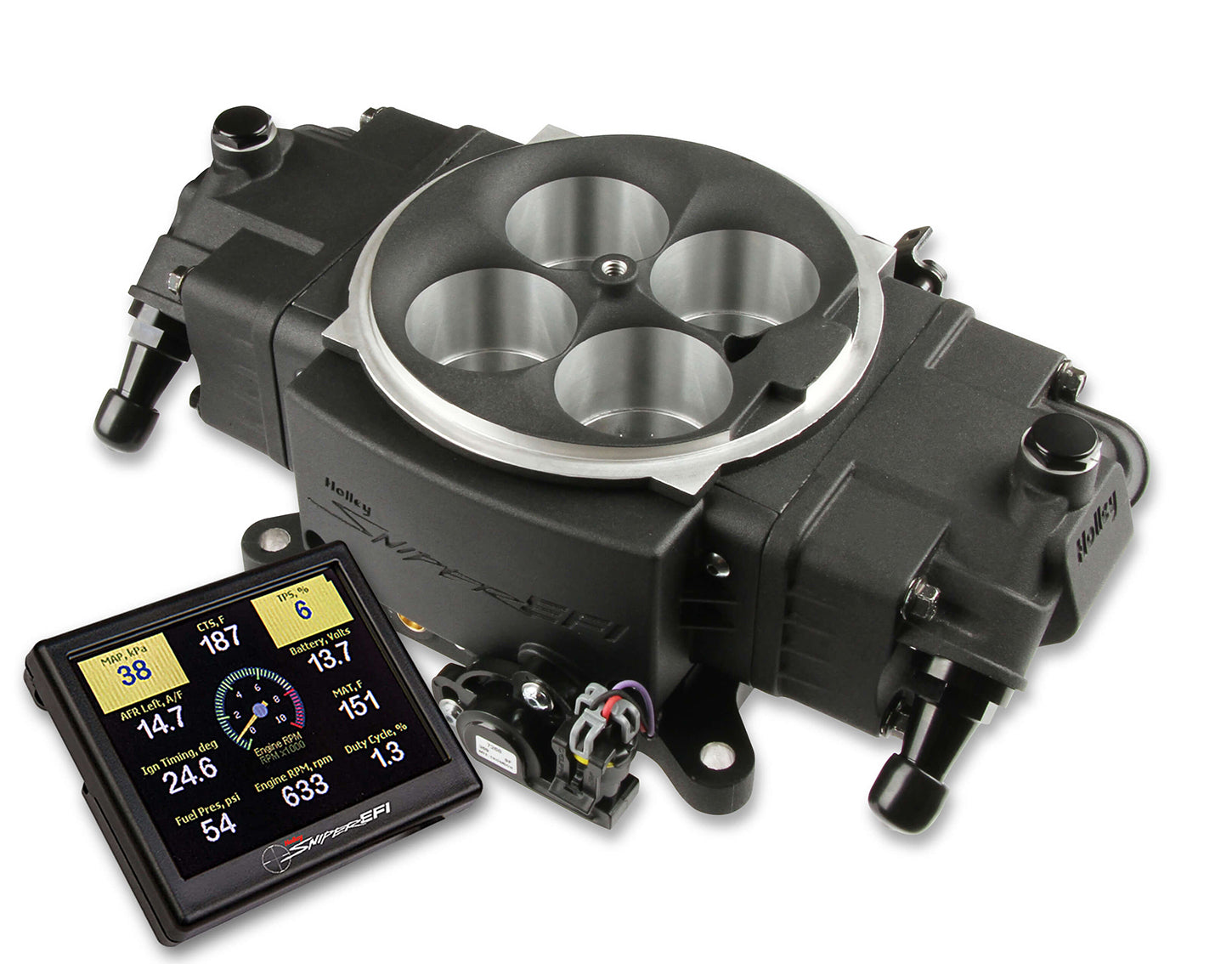 Holley 550-871 Sniper EFI Stealth Square Bore Throttle Body Kit in Black Finish