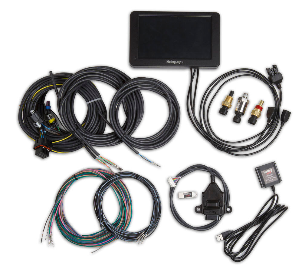 Holley 553-109 Digital Dash with 7-Inch Touch Screen, GPS Speedometer, Wiring Harness, Memory Stick, Oil Pressure, CTS, and MAT Sensors
