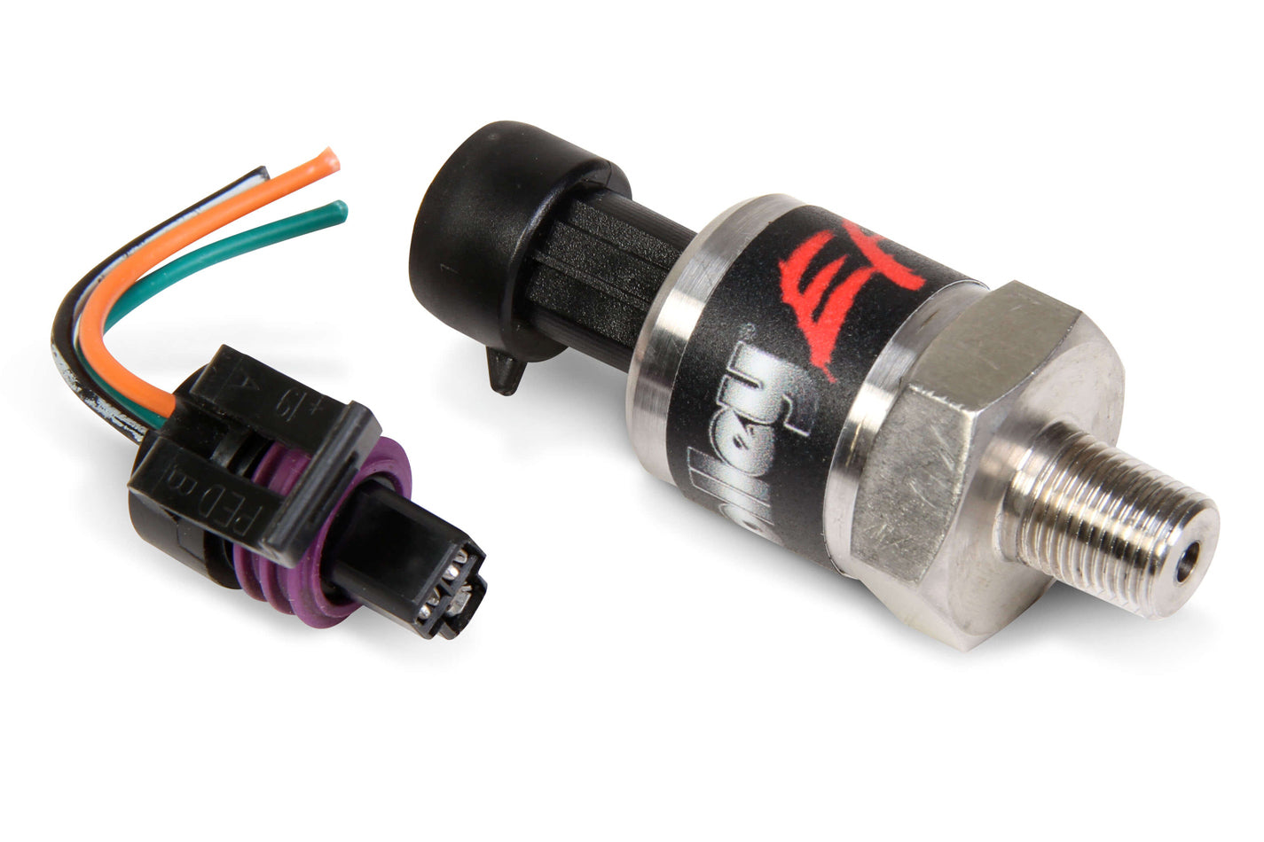 Holley 554-104 Pressure Transducer, 0-1600 psi, Electric with 1/8 in NPT Male Thread, Harness Included