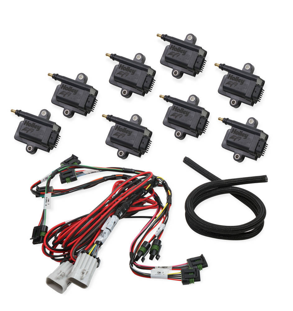 Holley 556-128 Coil-Near-Plug Smart Coil Kit for V8 Engines with Big Wire C-N-P E-Core and HEI Style Terminal