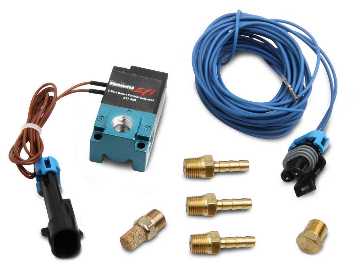 Holley 557-200 Boost Control Solenoid for Dominator and HP EFI Systems, 3-Port with Fittings